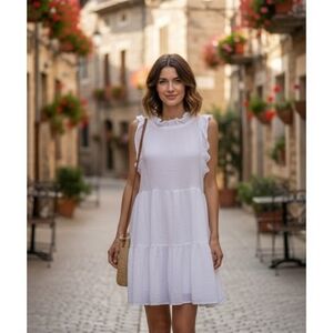 Sweet Wanderer White Ruffled Mini Dress